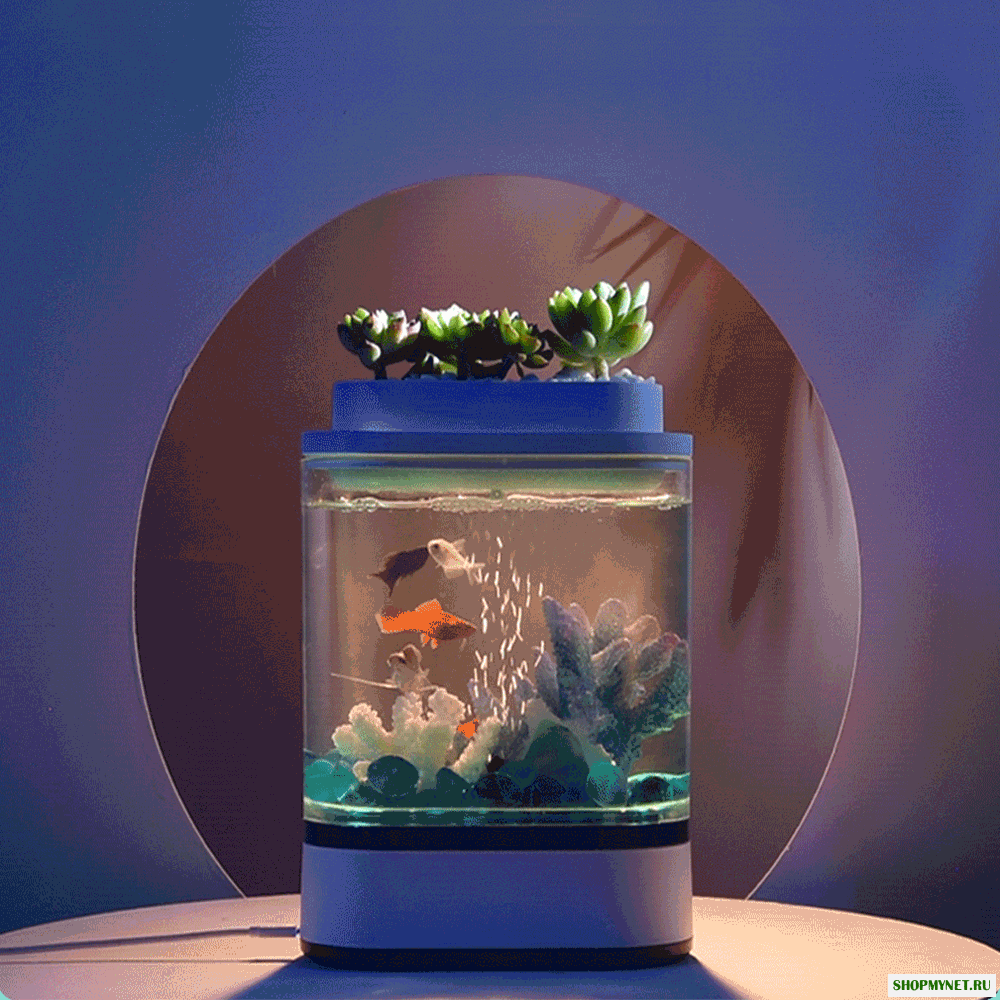 Геометрия Мини Fish Tank USB Зарядка Самоочищающийся Аквариум с 7 Цветами Светодиодный Для Украшения Дома От Xiaomi Youpin
